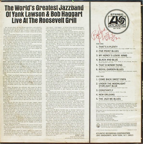 The World's Greatest Jazzband Of Yank Lawson And Bob Haggart : Live At The Roosevelt Grill (LP, Album)