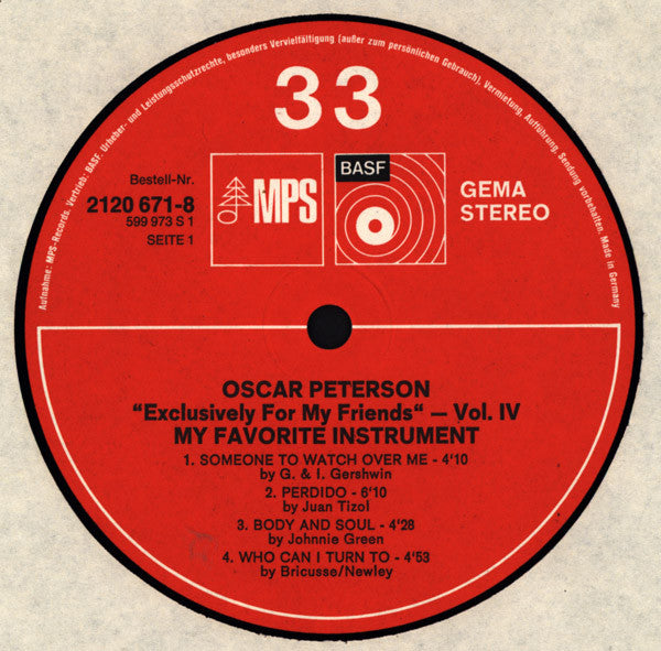 Oscar Peterson : My Favorite Instrument (LP, Album, RP)