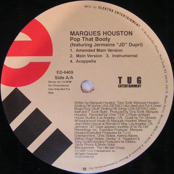 Marques Houston Featuring Jermaine Dupri : Pop That Booty (12", Promo)