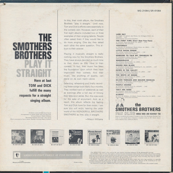 Smothers Brothers : Play It Straight (LP, Album, Mono)