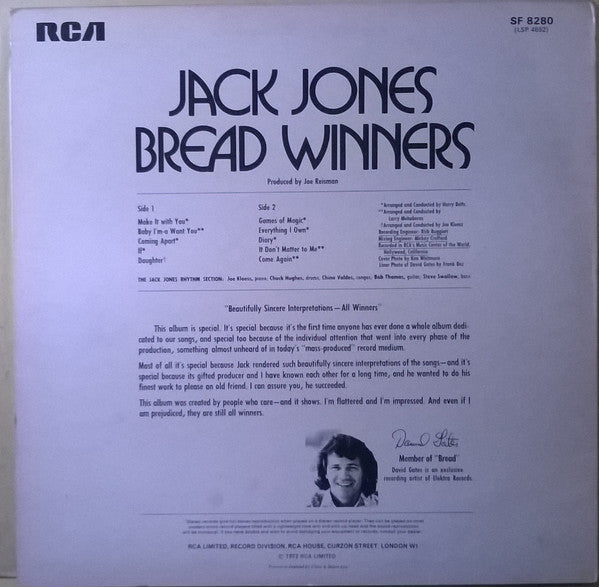 Jack Jones : Bread Winners (LP, Album)