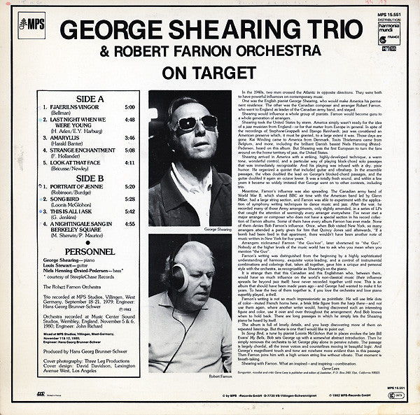 George Shearing Trio & Robert Farnon And His Orchestra : On Target (LP, Album)