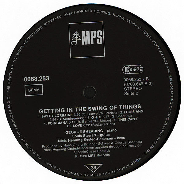 George Shearing Trio : Getting In The Swing Of Things (LP, Album)