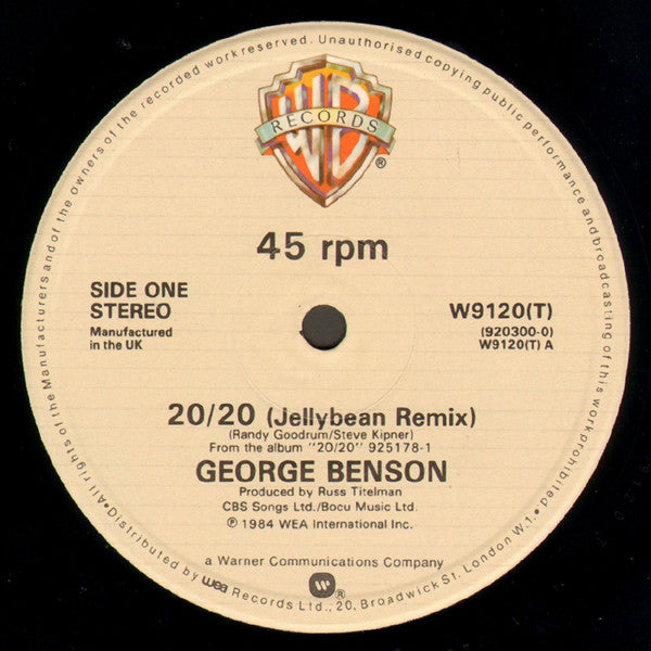 George Benson : 20/20 (Jellybean Remix) (12")