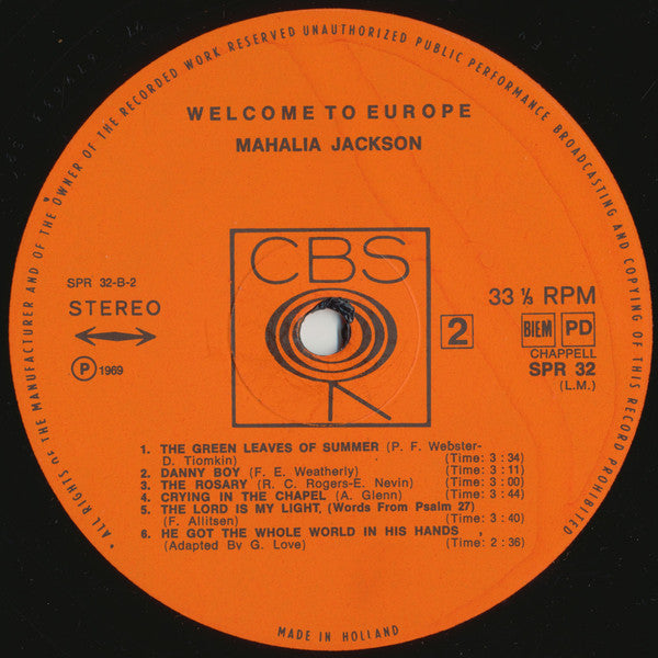 Mahalia Jackson : Welcome To Europe (LP, Comp)