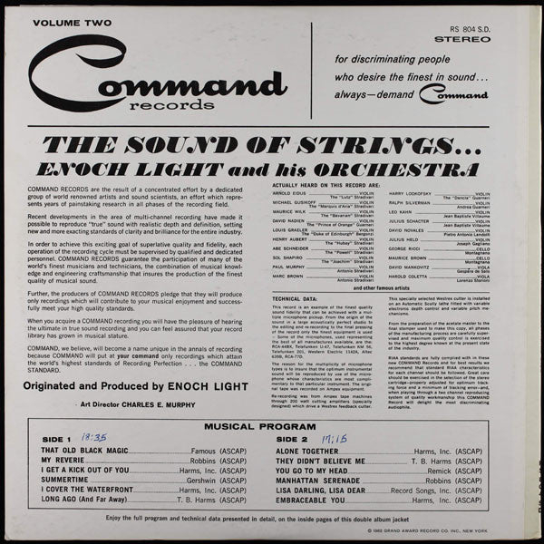 Enoch Light And His Orchestra : The Sound Of Strings... (LP, Album, RE)