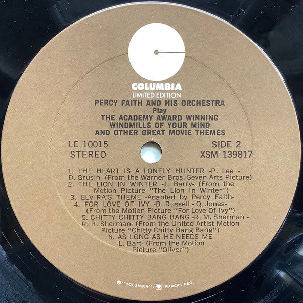 Percy Faith & His Orchestra : Percy Faith And His Orchestra Play The Academy Award Winning Theme From "The Thomas Crown Affair" And Other Great Movie Themes (LP, Album, RE)