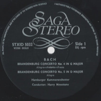 Johann Sebastian Bach, Hamburger Kammerorchester Conducted By Harry Newstone : Brandenburg Concertos No.s 4, 5 & 6 (LP)