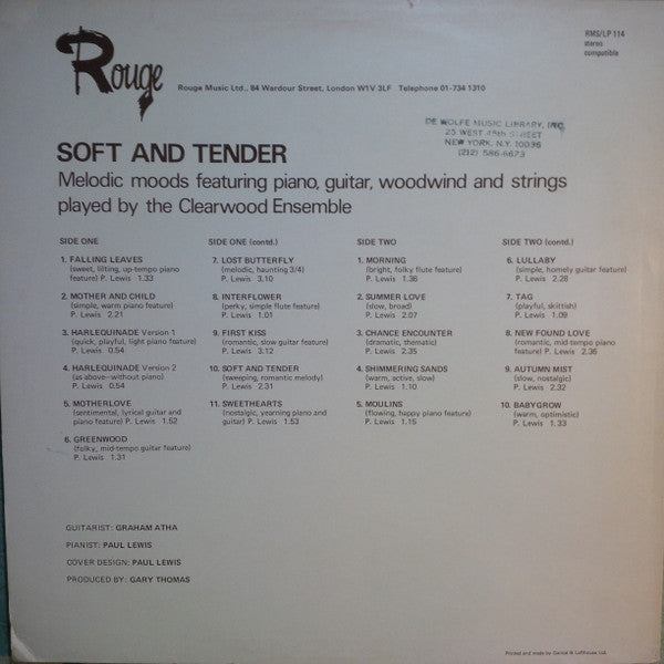 The Clearwood Ensemble : Soft And Tender (LP)