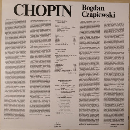 Frédéric Chopin – Bogdan Czapiewski : Sonata b-moll Op. 35 / Mazurki Op. 17 / Nokturn c-moll Op. 48 Nr 1 / Scherzo cis-moll Op. 39 (LP)