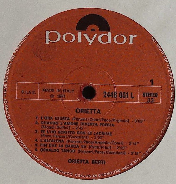 Orietta Berti : Orietta (LP, Album, Gat)