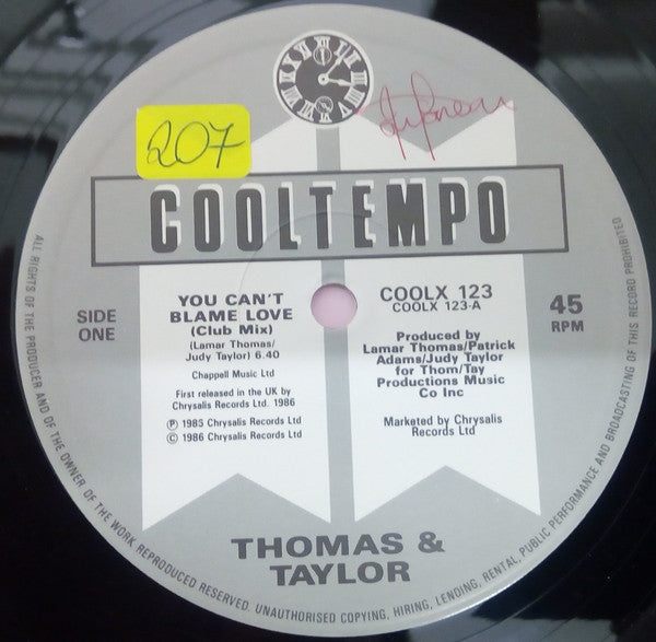 Thomas & Taylor : You Can't Blame Love (Club Mix) (12")