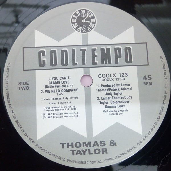 Thomas & Taylor : You Can't Blame Love (Club Mix) (12")