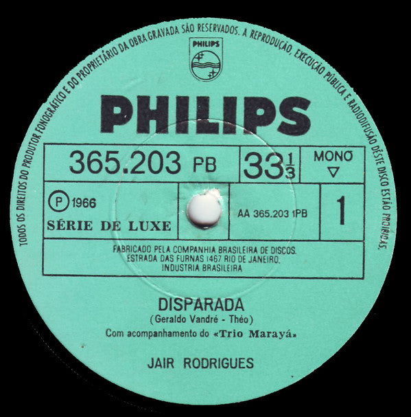 Jair Rodrigues : Disparada (7", Mono, Gre)