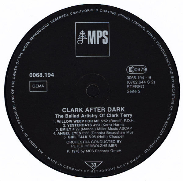 Clark Terry : Clark After Dark, The Ballad Artistry Of Clark Terry (LP, Album)