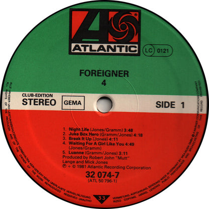 Foreigner : 4 (LP, Album, Club)