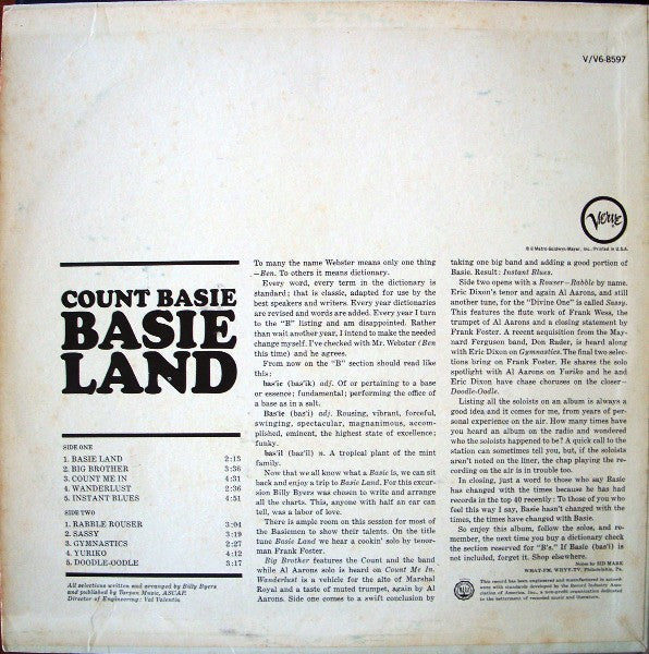 Count Basie : Basie Land (LP, Lam)