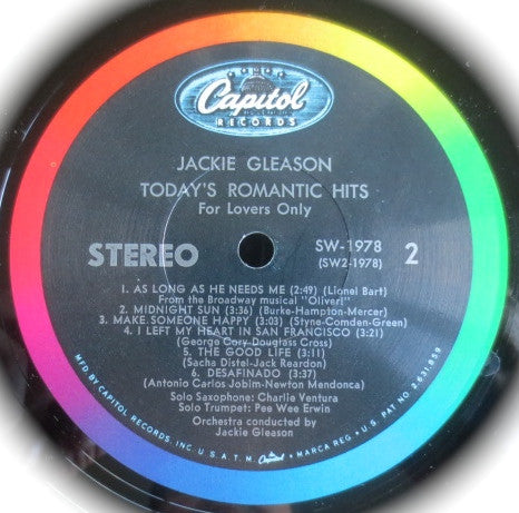 Jackie Gleason : Today's Romantic Hits - For Lovers Only (LP, Album)