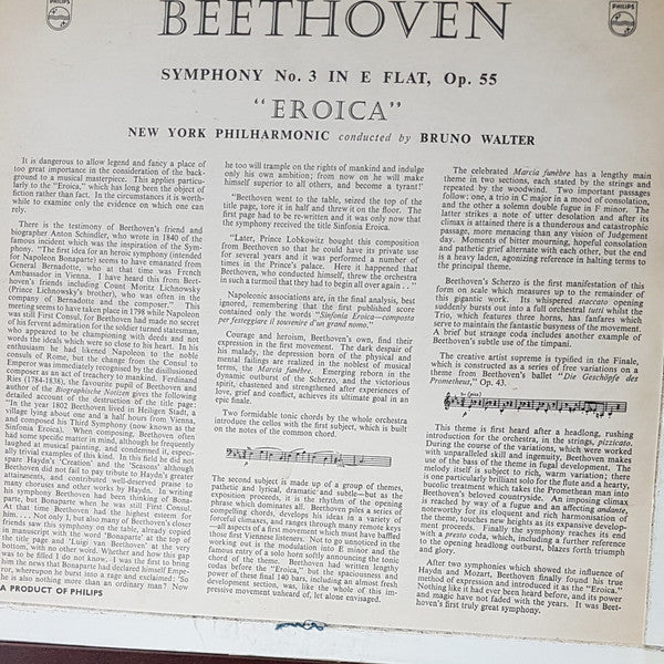 Ludwig van Beethoven, The New York Philharmonic Orchestra, Bruno Walter : Symphony No. 3 In E Flat "Eroica" (LP, Mono, RE)