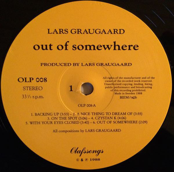 Lars Graugaard : Out Of Somewhere (LP, Album)