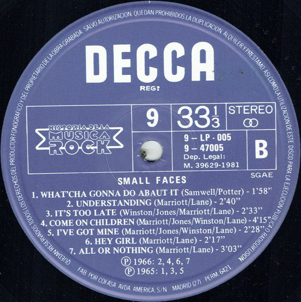 Small Faces : Small Faces (LP, Comp)