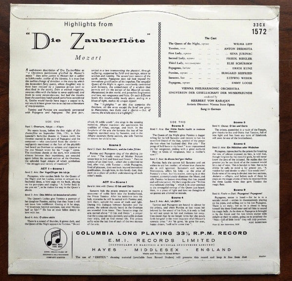 Wolfgang Amadeus Mozart, Wiener Philharmoniker, Herbert von Karajan : Highlights From "Die Zauberflöte" (LP)