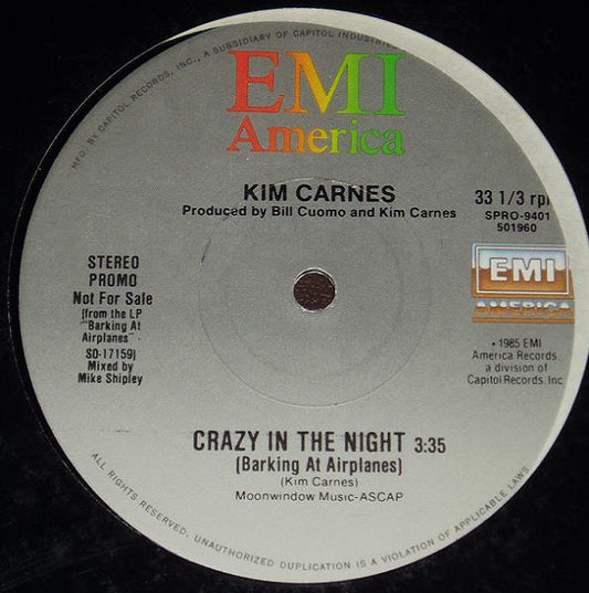 Kim Carnes : Crazy In The Night (Barking At Airplanes) (12", Single, Promo)