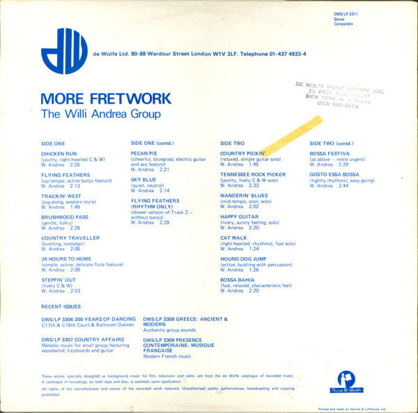 The Willi Andrea Group : More Fretwork (LP)