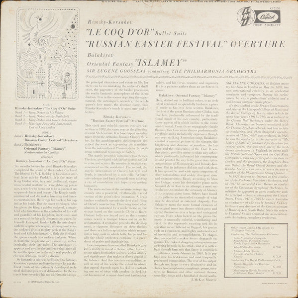 Nikolai Rimsky-Korsakov, Sir Eugene Goossens, Philharmonia Orchestra : Le Coq D'or / Russian Easter Festival Overture / Islamey ~ Oriental Fantasy (LP, Mono)