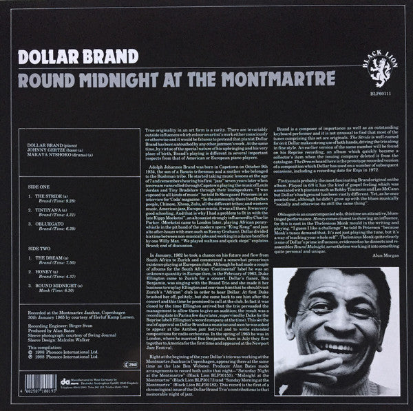 Dollar Brand : Round Midnight At The Montmartre (LP, Comp)