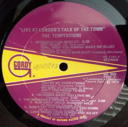 The Temptations : Live At London's Talk Of The Town (LP, Album)