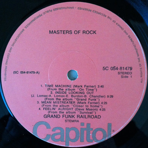 Grand Funk Railroad : Masters Of Rock (LP, Comp, Yel)