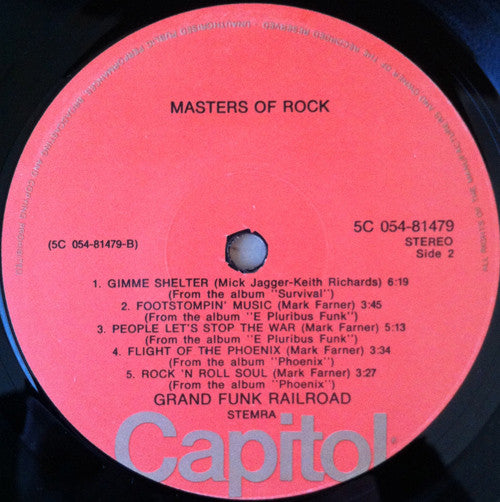 Grand Funk Railroad : Masters Of Rock (LP, Comp, Yel)