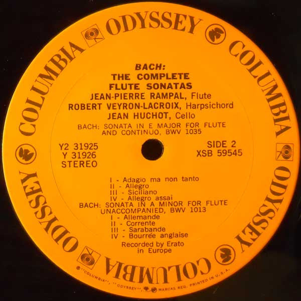 Johann Sebastian Bach - Jean-Pierre Rampal : The Complete Flute Sonatas (2xLP, RE, Gat)