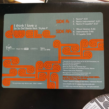 Dwele feat. Styles P : I Think I Love U (So So Def Remix) (12")