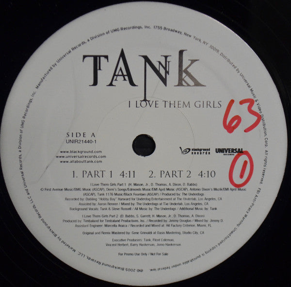 Tank (4) : I Love Them Girls (12", Promo)