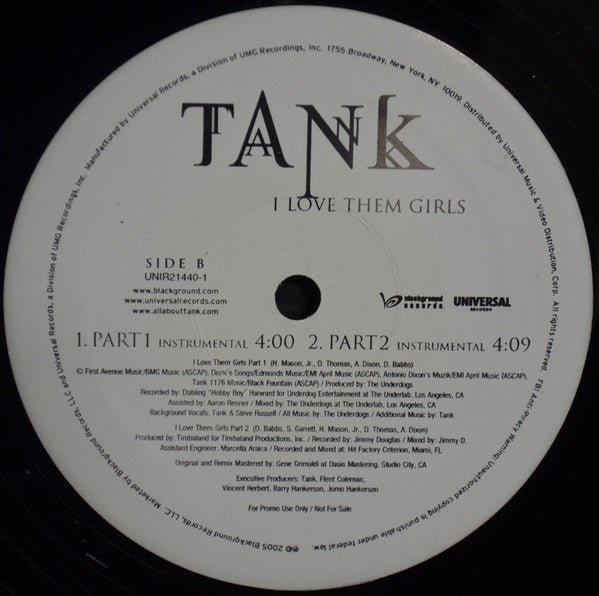 Tank (4) : I Love Them Girls (12", Promo)