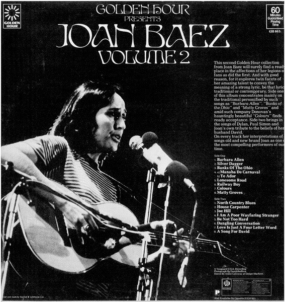 Joan Baez : Golden Hour Presents Joan Baez Volume 2 (LP, Comp, Tra)