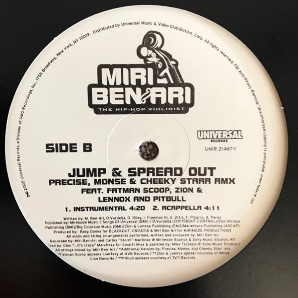 Miri Ben-Ari Feat. Fatman Scoop, Zion y Lennox, Pitbull : Jump & Spread Out (12", Promo, Whi)