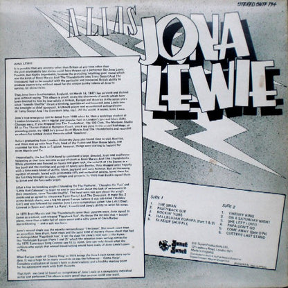 Jona Lewie : Alias Jona Lewie (LP, Comp)