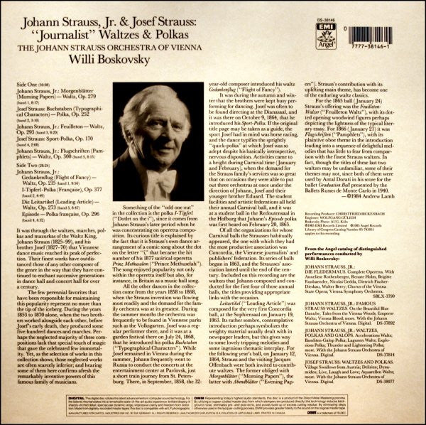 Johann Strauss Jr., Josef Strauß / Wiener Johann Strauss Orchestra / Willi Boskovsky : "Journalist" Waltzes And Polkas (LP, Album)