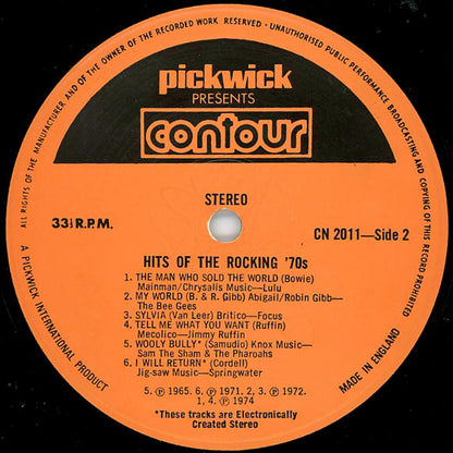 Various : Hits Of The Rocking 70s (LP, Comp, RE, Ora)