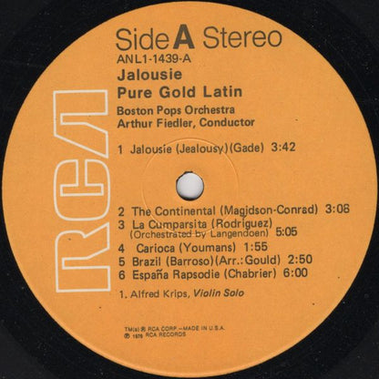 Arthur Fiedler / The Boston Pops Orchestra : Jalousie: Pure Gold Latin (LP, Comp)