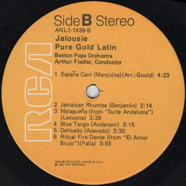 Arthur Fiedler / The Boston Pops Orchestra : Jalousie: Pure Gold Latin (LP, Comp)