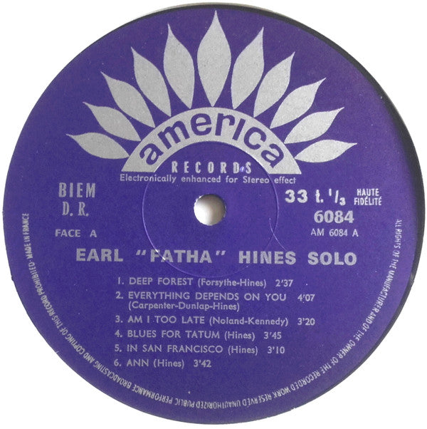 Earl Hines : Solo (LP, Album, RE)