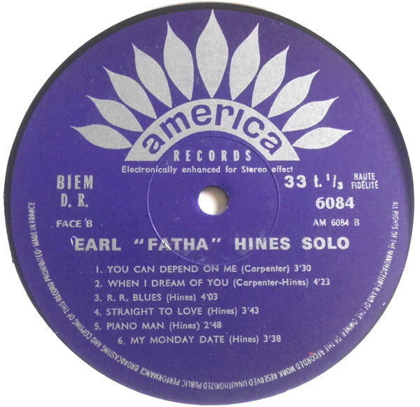 Earl Hines : Solo (LP, Album, RE)