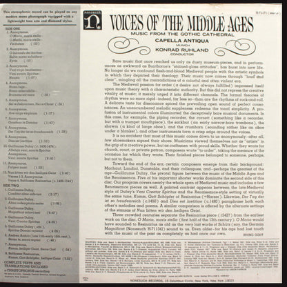 Capella Antiqua München Conducted By Konrad Ruhland : Voices Of The Middle Ages - Music From The Gothic Cathedral (LP, Album)