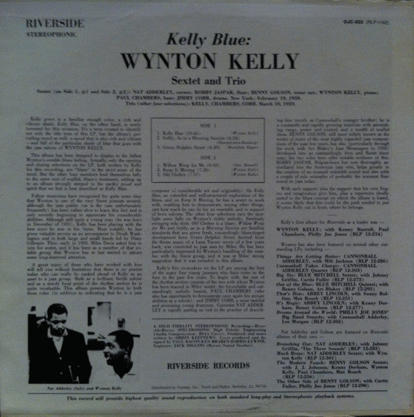 Wynton Kelly : Kelly Blue (LP, Album, RE)