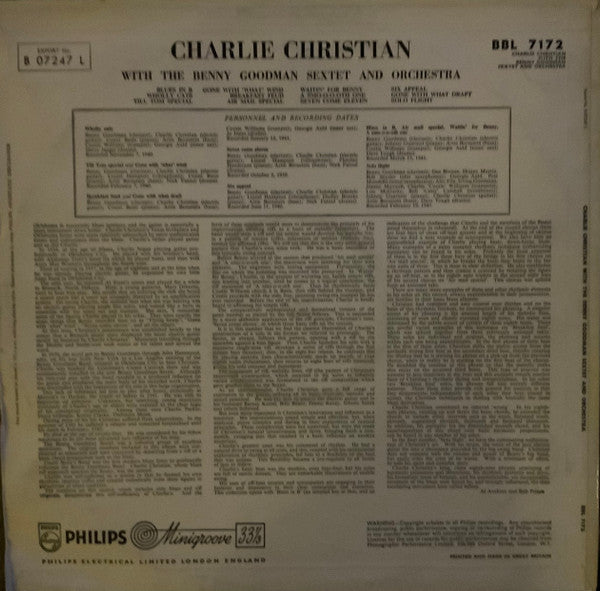 Charlie Christian With Benny Goodman Sextet And Benny Goodman And His Orchestra : With The Benny Goodman Sextet And Orchestra (LP, Comp)