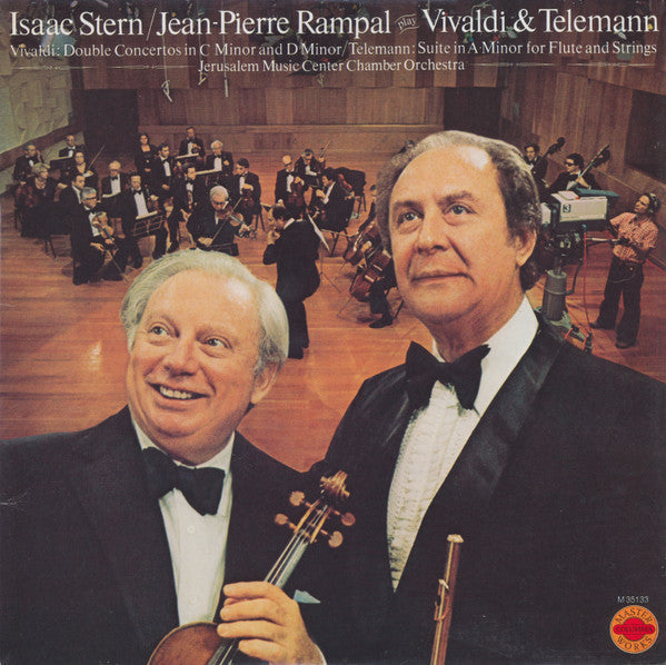 Isaac Stern / Jean-Pierre Rampal, Jerusalem Music Center Chamber Orchestra - Antonio Vivaldi & Georg Philipp Telemann : Isaac Stern / Jean-Pierre Rampal Play Vivaldi & Telemann (Double Concertos In C Minor And D Minor / Suite In A Minor For Flute And Strings) (LP, Album)